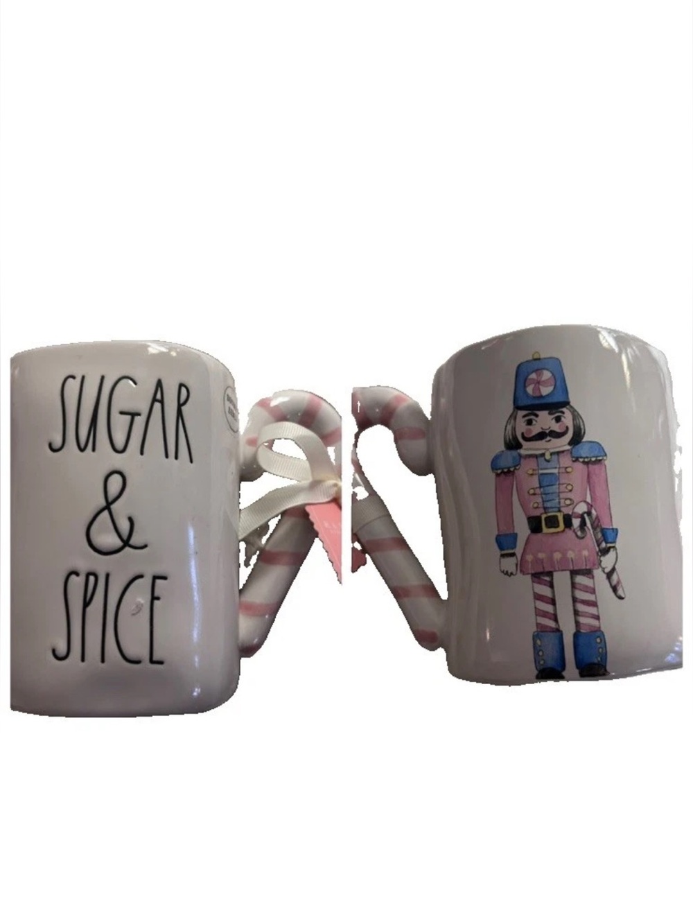 Rae Dunn Holiday Mug, Sugar and Spice 16oz Ceramic Coffee Cup, Pink Christmas